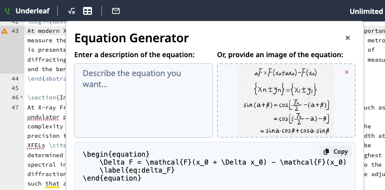 Writing LaTeX Math Equations with AI