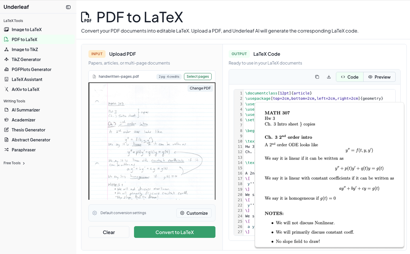 Convert Notes to LaTeX demo